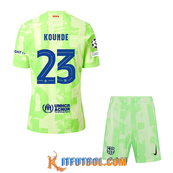 Camisetas De Futbol Barcelona (KOUNDE #23) Ninos 2024/2025 Tercera