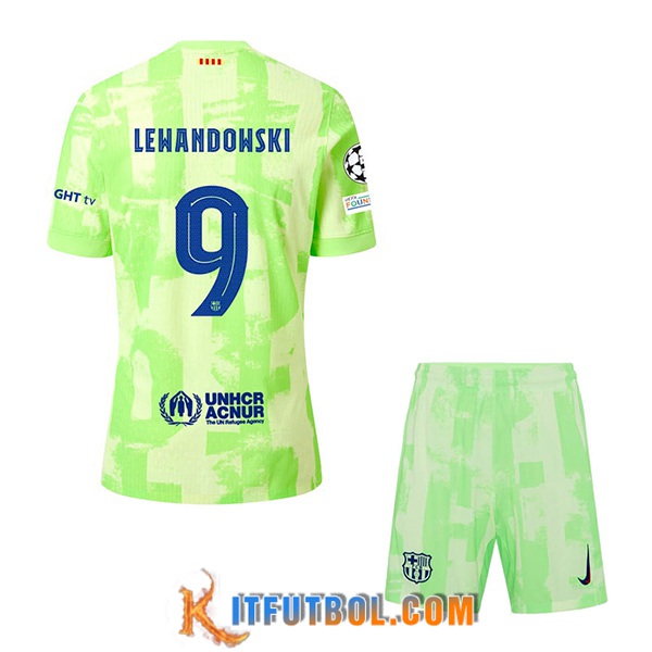 Camisetas De Futbol Barcelona (LEWANDOWSKI #9) Ninos 2024/2025 Tercera
