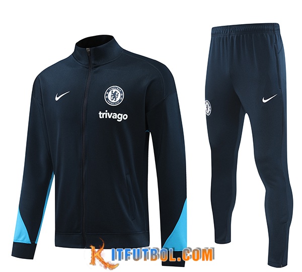 Chaqueta Con Capucha Chandal FC Chelsea Negro/Azul 2024/2025