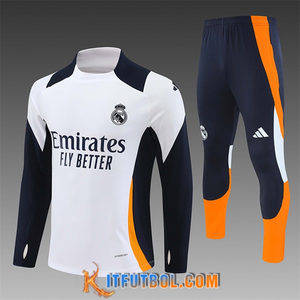 Chandal Equipos De Futbol Real Madrid Ninos Blanco/Negro/Naranja 2024/2025