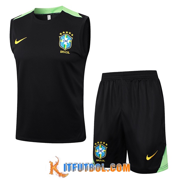 Camiseta Entrenamiento sin mangas Brasil Negro/Verde 2024/2025