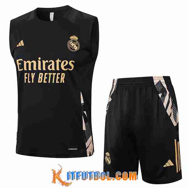 Camiseta Entrenamiento sin mangas Real Madrid Negro/Amarillo 2024/2025 -02