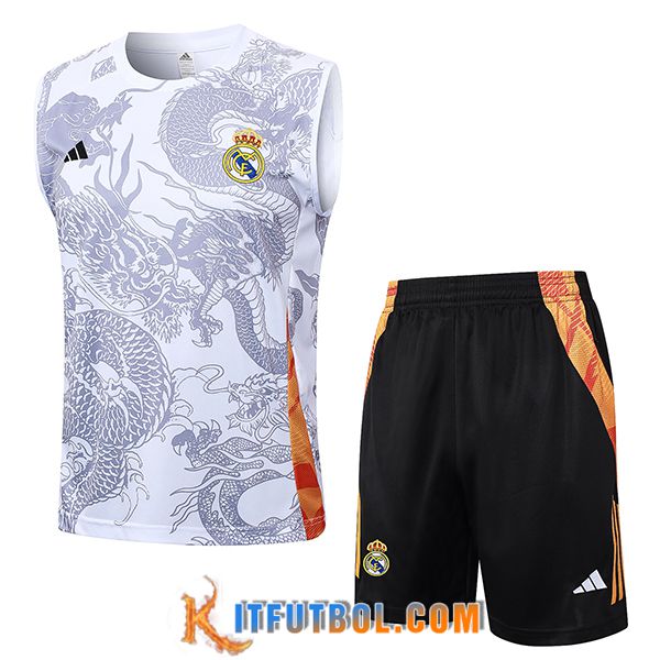 Camiseta Entrenamiento sin mangas Real Madrid Blanco/Gris 2024/2025