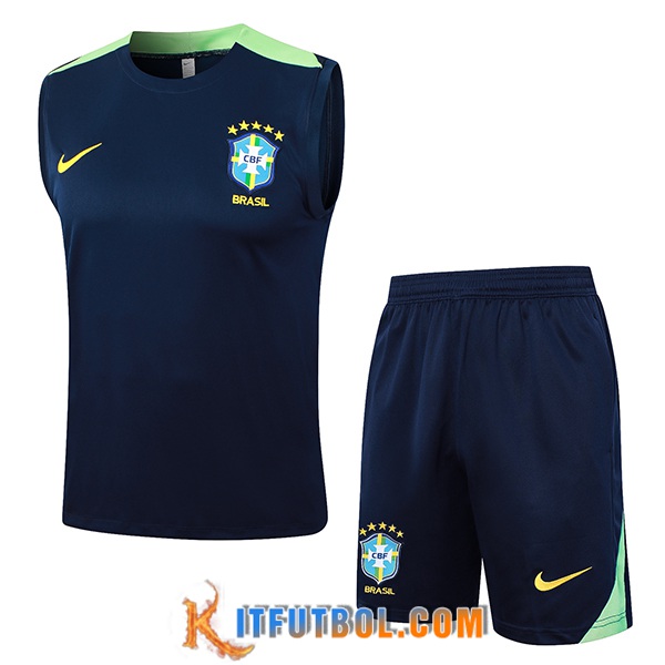 Camiseta Entrenamiento sin mangas Brasil Azul/Verde 2024/2025 -02