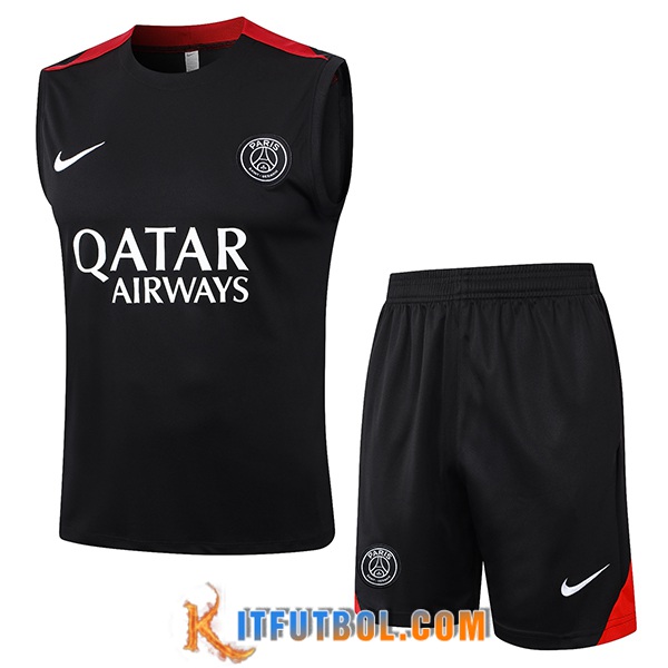 Camiseta Entrenamiento sin mangas PSG Negro/Rojo 2024/2025 -02