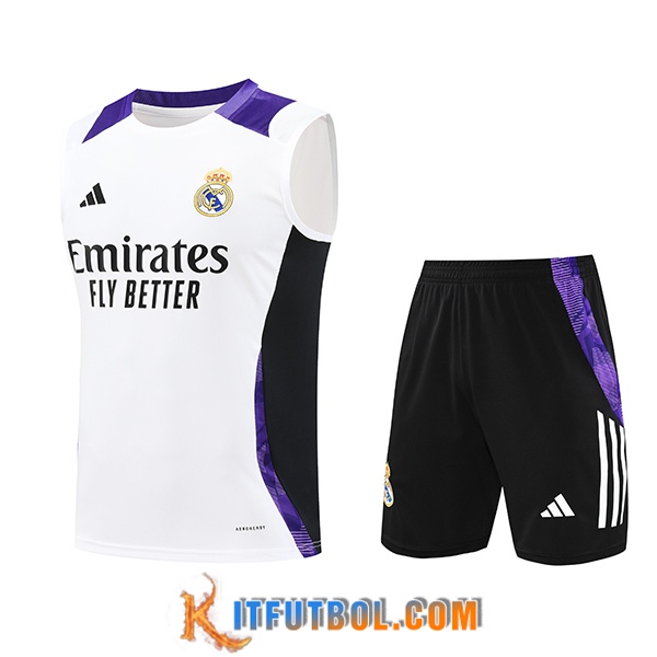 Camiseta Entrenamiento sin mangas Real Madrid Blanco/Negro/Violeta 2024/2025