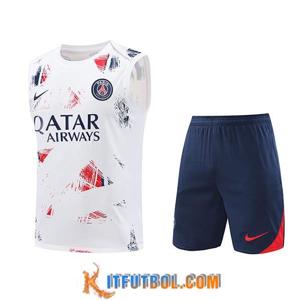 Camiseta Entrenamiento sin mangas PSG Blanco/Azul/Rojo 2024/2025