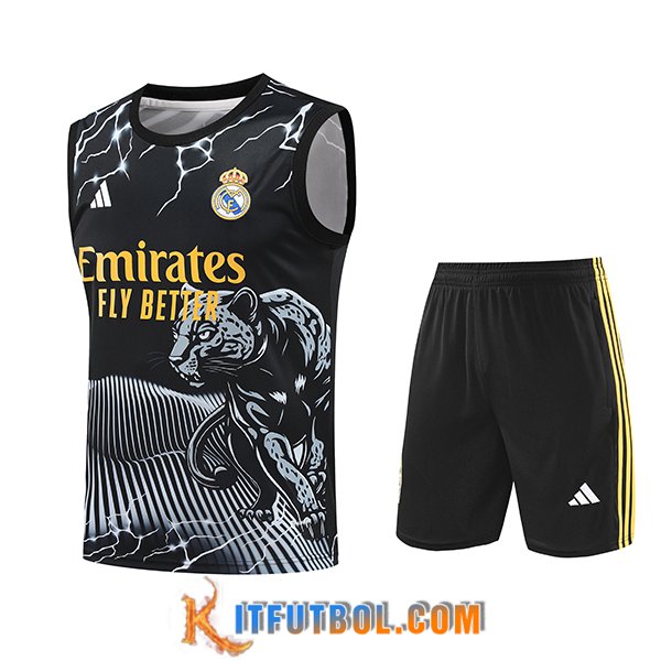 Camiseta Entrenamiento sin mangas Real Madrid Negro/Blanco/Amarillo 2024/2025
