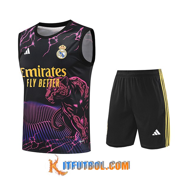Camiseta Entrenamiento sin mangas Real Madrid Negro/Violeta/Amarillo 2024/2025
