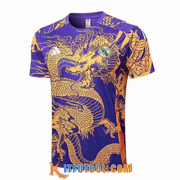 Camiseta Entrenamiento Real Madrid Violeta/Amarillo 2024/2025