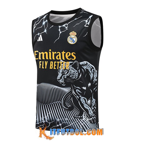 Chalecos De Futbol Real Madrid Negro/Blanco/Amarillo 2024/2025