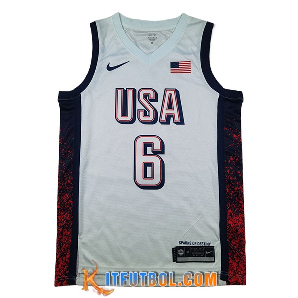 Camisetas De Futbol USA (JAMES #6) 2024/25 Blanco/Negro/Rojo