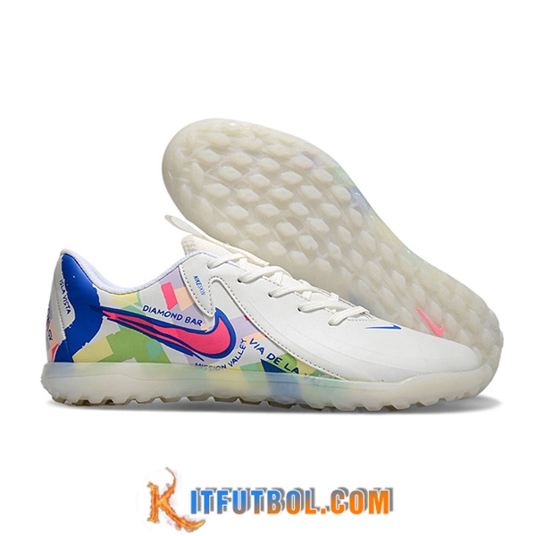 Nike Botas De Fútbol PHANTOM GX II CLUB TF Blanco/Verde/Rosa