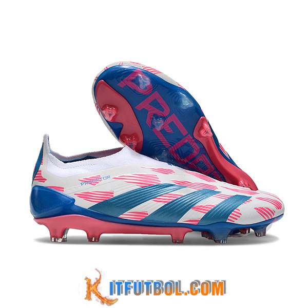 Adidas Botas De Fútbol PREDATOR ELITE LACELESS BOOTS FG Blanco/Azul/Rosa