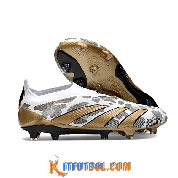 Adidas Botas De Fútbol PREDATOR ELITE LACELESS BOOTS FG Blanco/Gris/Amarillo -02