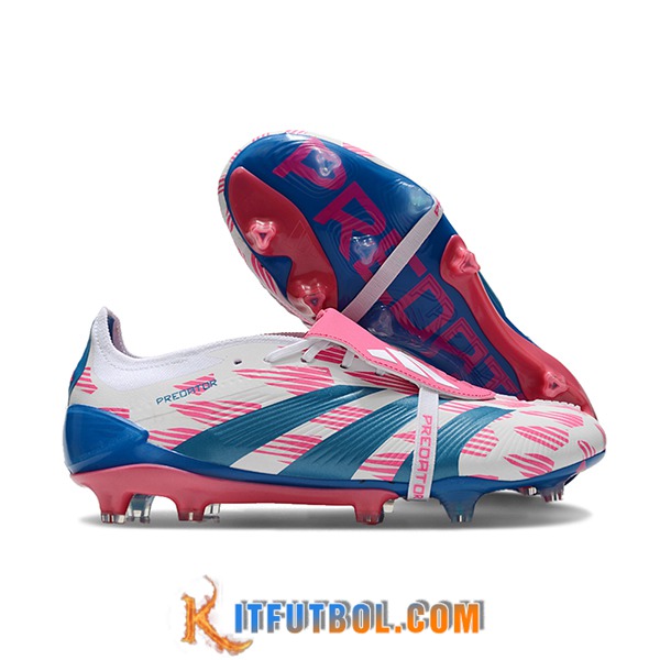 Adidas Botas De Fútbol Predator Elite Tongue FG Blanco/Rosa/Azul