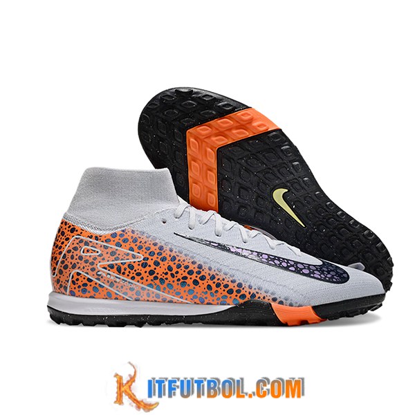 Nike Botas De Fútbol Air Zoom Mercurial Superfly X Elite TF Gris/Negro/Naranja