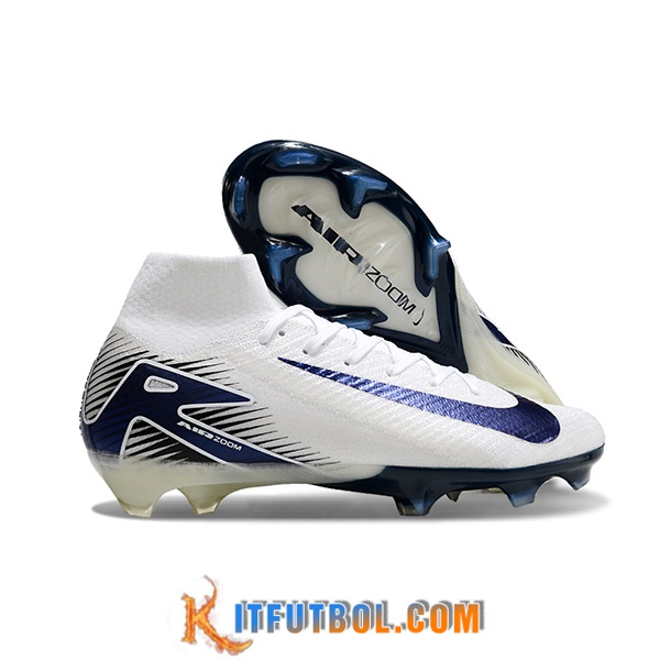Nike Botas De Fútbol Air Zoom Mercurial Superfly IIX Elite FG Blanco/Negro/Azul