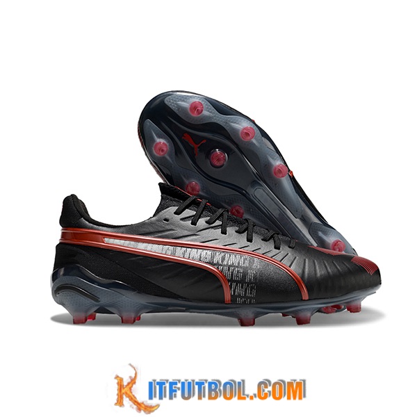 PUMA Botas De Fútbol KING FG/AG Negro/Rojo