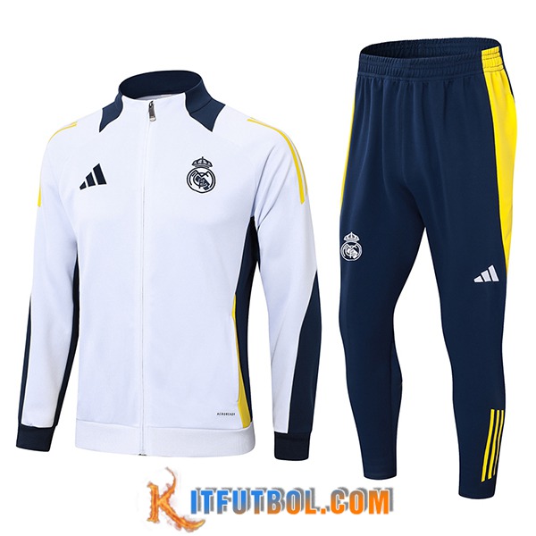 Chandal Equipos De Futbol Chaquetas Real Madrid Blanco/Azul/Amarillo 2024/2025 -02
