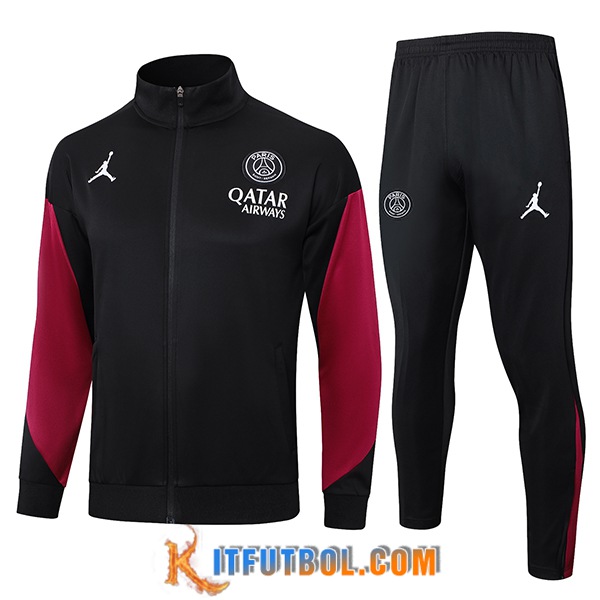 Chandal Equipos De Futbol Chaquetas PSG Negro/Rojo 2024/2025 -02