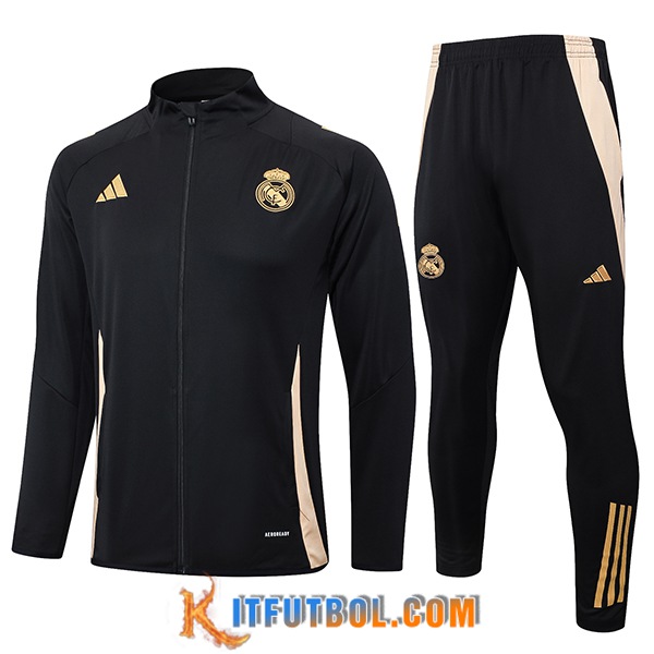 Chandal Equipos De Futbol Chaquetas Real Madrid Negro/Amarillo 2024/2025 -02