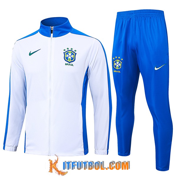 Chandal Equipos De Futbol Chaquetas Brasil Blanco/Azul 2024/2025