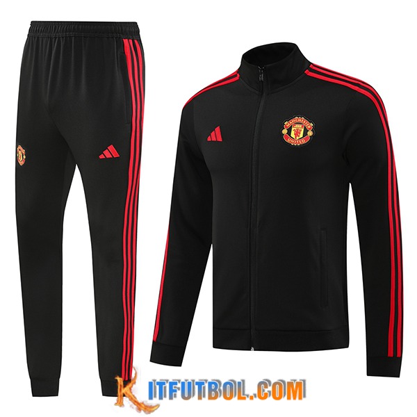 Chandal Equipos De Futbol Chaquetas Manchester United Negro/Rojo 2024/2025