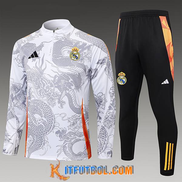 Chandal Equipos De Futbol Real Madrid Ninos Blanco/Gris/Rojo 2024/2025