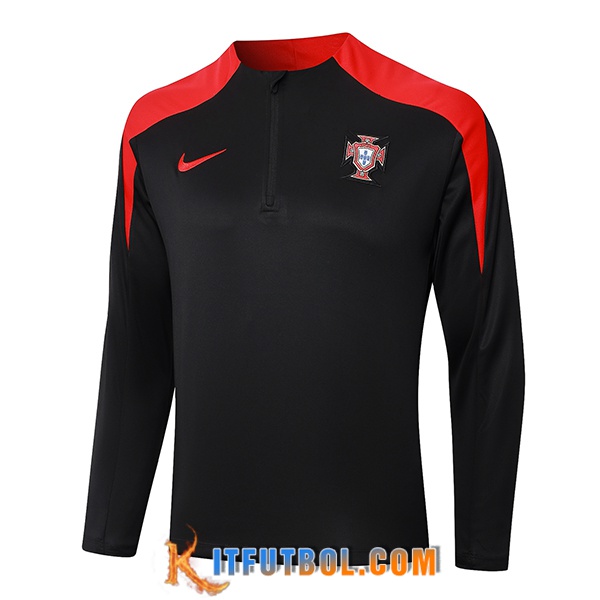 Sudadera De Entrenamiento Portugal Negro/Rojo 2024/2025 -02