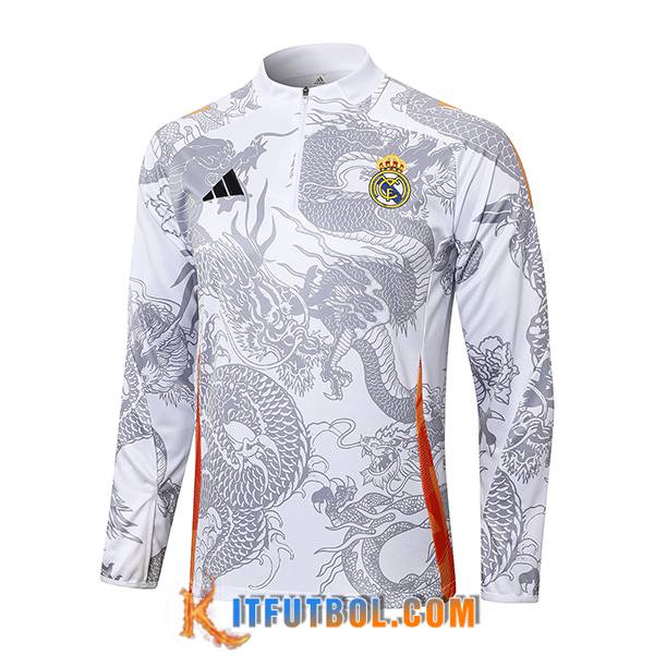 Sudadera De Entrenamiento Real Madrid Blanco/Gris 2024/2025 -02