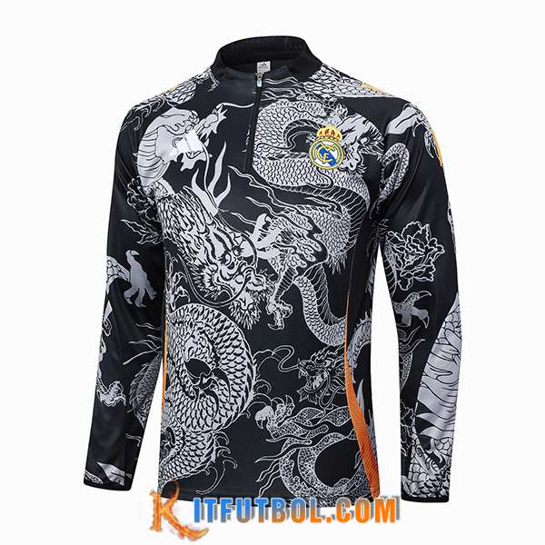 Sudadera De Entrenamiento Real Madrid Negro/Gris/Naranja 2024/2025