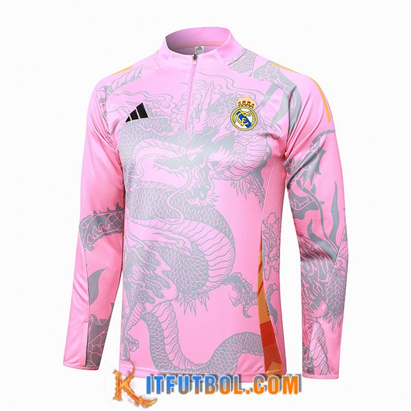 Sudadera De Entrenamiento Real Madrid Rosa/Gris 2024/2025 -02