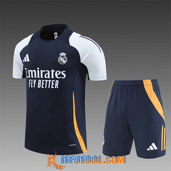 Camiseta Entrenamiento Real Madrid Ninos Azul/Blanco/Amarillo 2024/2025