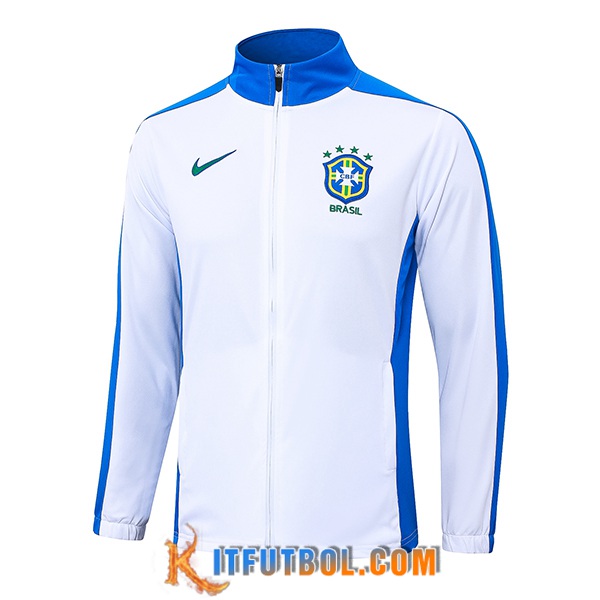 Chaquetas Futbol Brasil Blanco/Azul 2024/2025