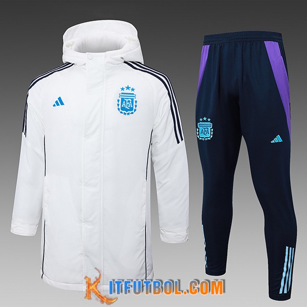 Chandal Plumas Con Capucha Argentina Blanco/Negro/Azul 2024/2025