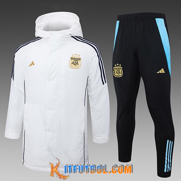 Chandal Plumas Con Capucha Argentina Blanco/Negro/Amarillo 2024/2025