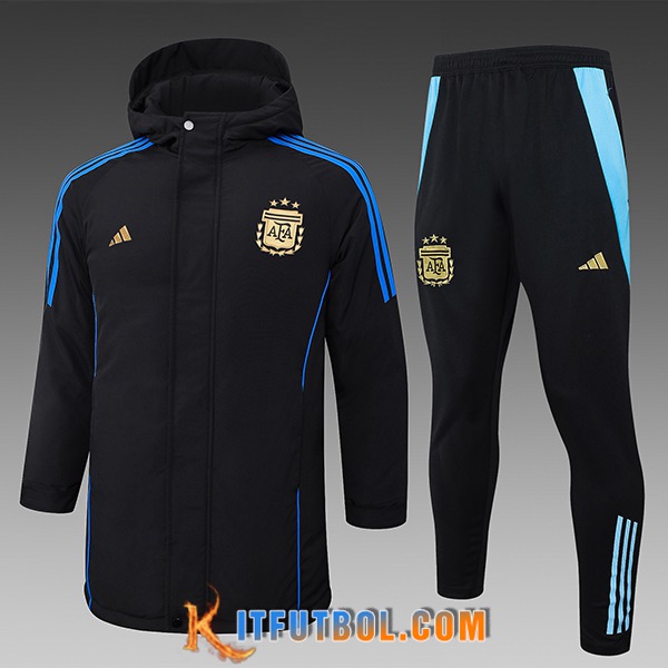 Chandal Plumas Con Capucha Argentina Negro/Azul/Amarillo 2024/2025