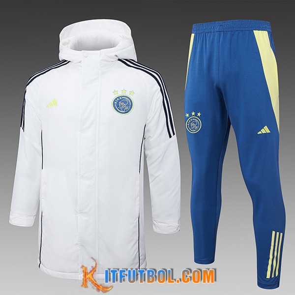 Chandal Plumas Con Capucha Ajax Blanco/Negro 2024/2025