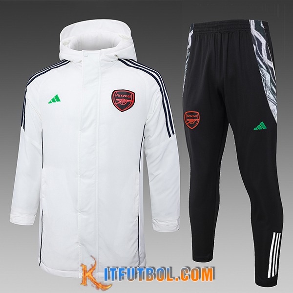 Chandal Plumas Con Capucha Arsenal Blanco/Negro 2024/2025