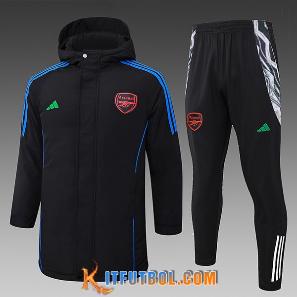 Chandal Plumas Con Capucha Arsenal Negro/Azul 2024/2025