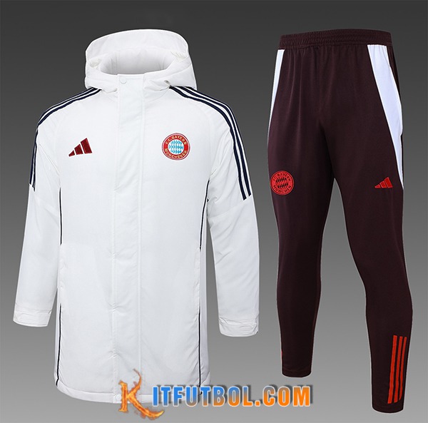 Chandal Plumas Con Capucha Bayern Munich Blanco/Negro/Rojo 2024/2025