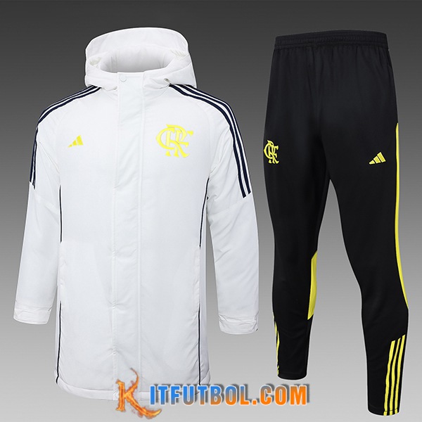 Chandal Plumas Con Capucha Flamengo Blanco/Negro/Amarillo 2024/2025