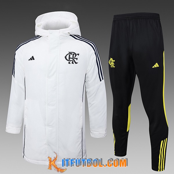 Chandal Plumas Con Capucha Flamengo Blanco/Negro/Amarillo 2024/2025 -02