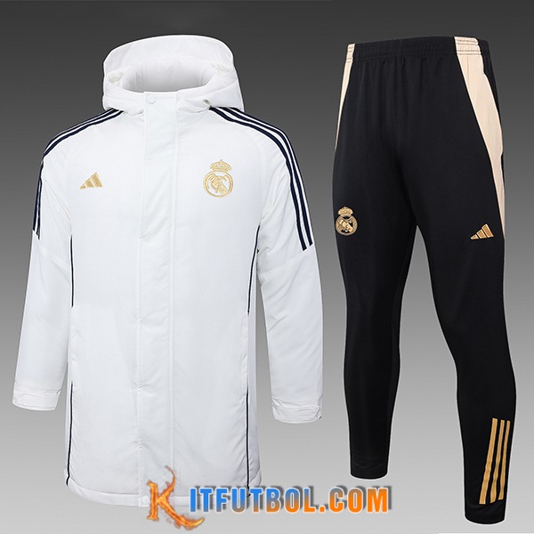 Chandal Plumas Con Capucha Real Madrid Blanco/Negro/Amarillo 2024/2025