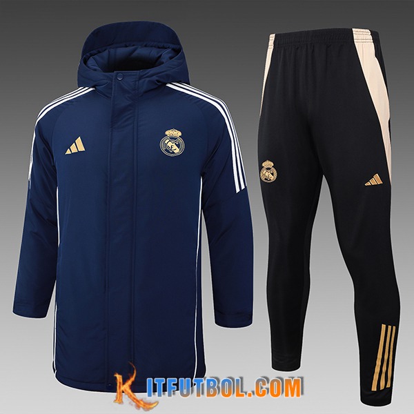 Chandal Plumas Con Capucha Real Madrid Azul/Blanco/Amarillo 2024/2025