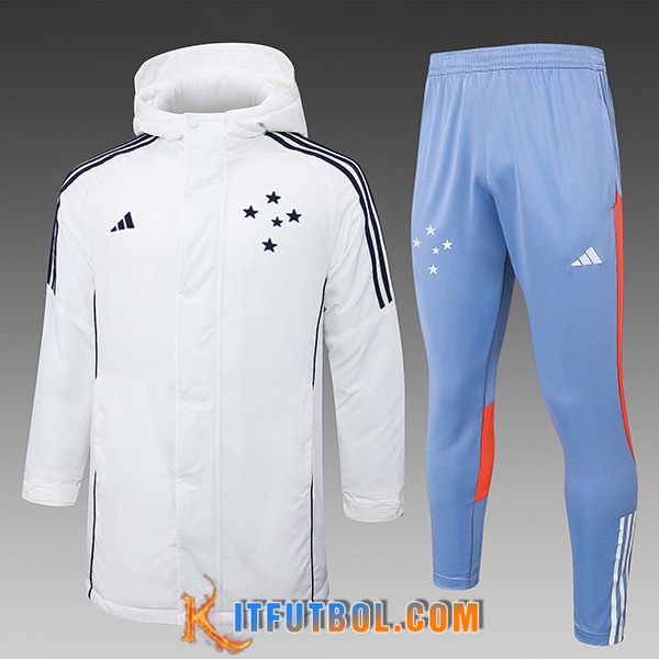 Chandal Plumas Con Capucha Cruzeiro Blanco/Negro/Azul/Naranja 2024/2025