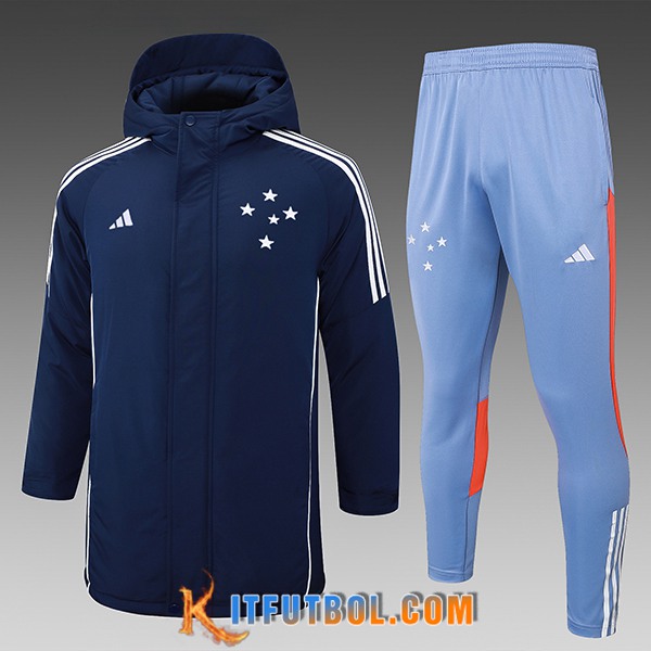 Chandal Plumas Con Capucha Cruzeiro Azul/Blanco/Naranja 2024/2025