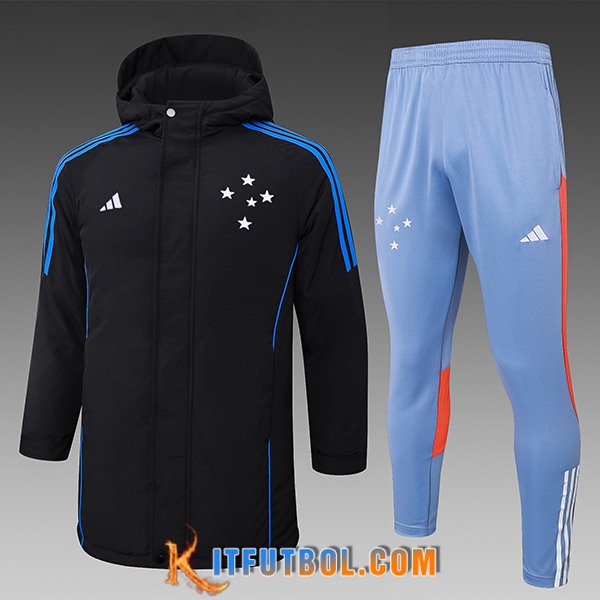 Chandal Plumas Con Capucha Cruzeiro Negro/Azul/Naranja 2024/2025