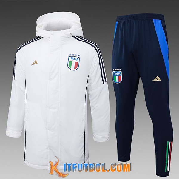Chandal Plumas Con Capucha Italia Blanco/Negro 2024/2025